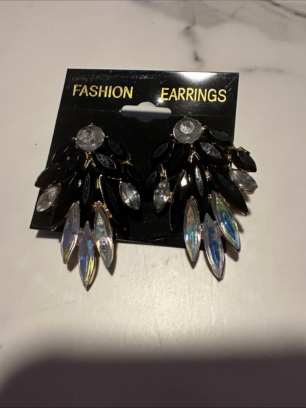 Fashion Earrings - Black and Iridescent Statement Earrings